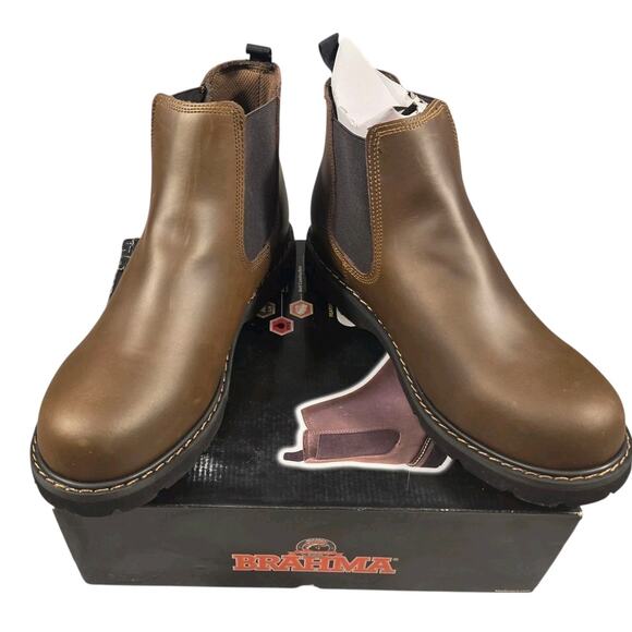 Brahma Nash Boots Men 14 Brown Leather Work Hunting Enduropro Oil Resistant NIB - Picture 3 of 5